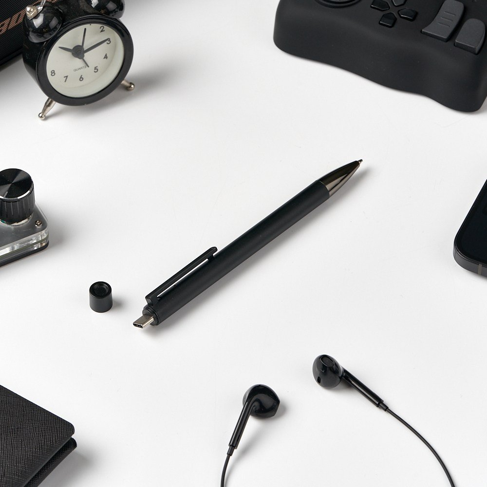 서앤오 국내개발 AI 4600시간녹음 64기가 C타입 프리미엄 OTG 보이스레코더 볼펜녹음기, 블랙 상세 이미지 1