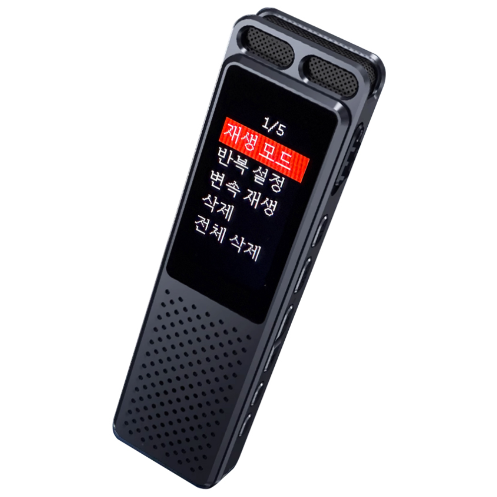 5일연속 장시간 녹음기 대화면 스피커 고음질 고성능 전문가용 보이스레코더 KVR-75, 블랙 상세 이미지 1