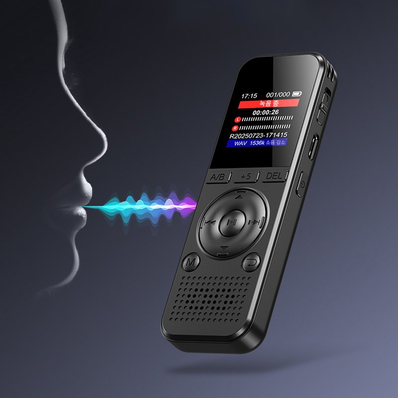 RUN기술 초고음질 녹음기 소형 장시간 휴대용 노이즈캔슬링 64GB, 블랙쿠폰할인 상세 이미지 1