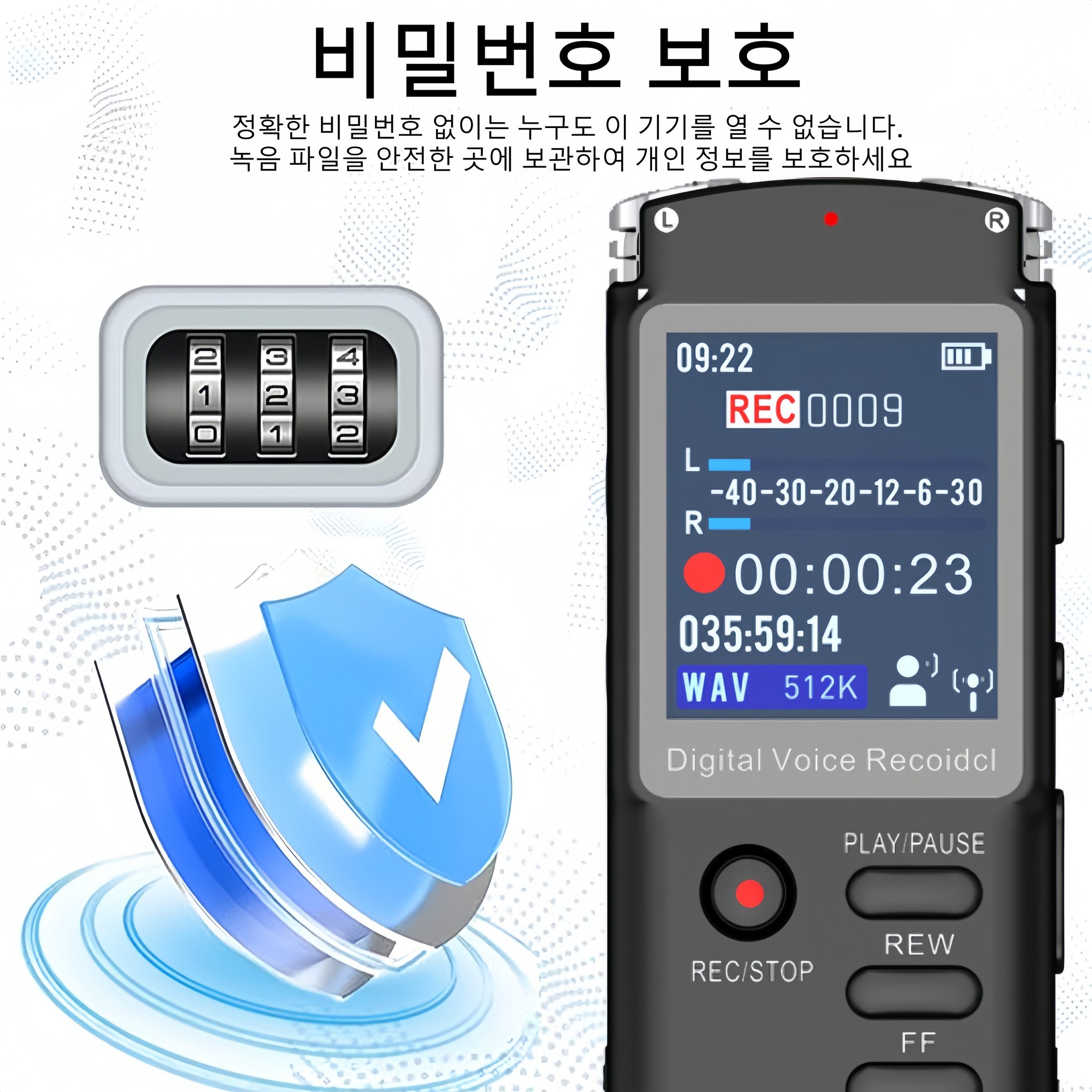 HOMIE 고성능 녹음기 고음질디지털 녹음음악 재생가능 8GB용량, 블랙, T60할인 상세 이미지 2