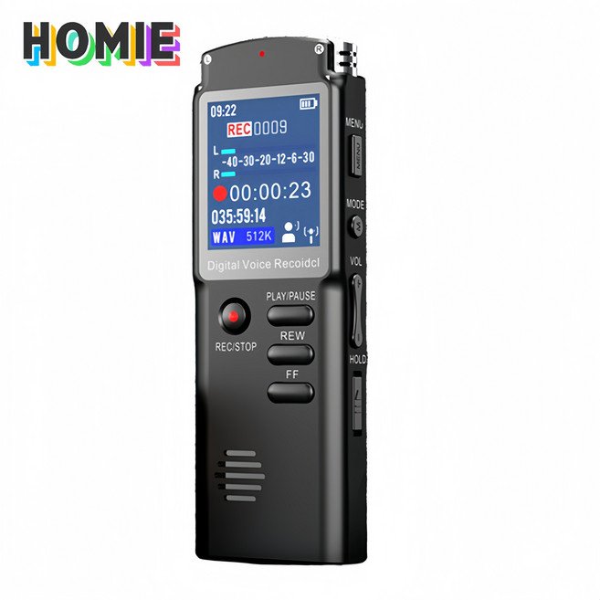 HOMIE 고성능 녹음기 고음질디지털 녹음음악 재생가능 8GB용량, 블랙, T60할인